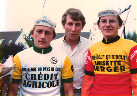 Les frères Pétrel avec Jacques Anquetil